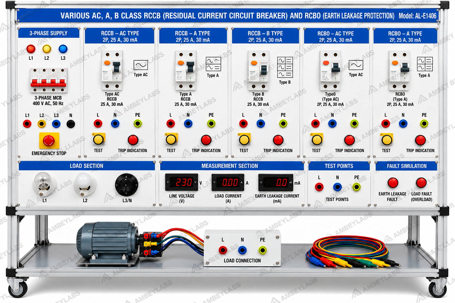 AL-E1406 VARIOUS AC, A, B CLASS RCCB (RESIDUAL CURRENT CIRCUIT BREAKER) - ID  (RESIDUAL-CURRENT SWITCH) 2P, 25 A, 30 MA. -RCBO (EARTH LEAKAGE PROTECTION CIRCUIT